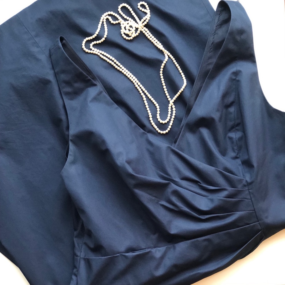 J. Crew navy blue faux wrap cocktail dress